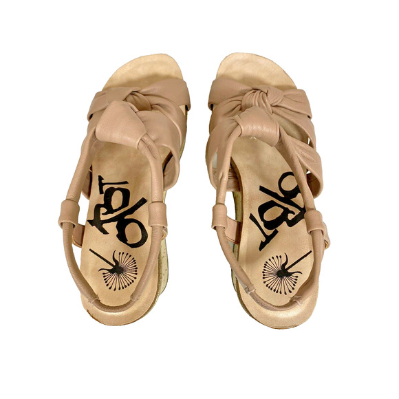 OTBT Far Side Platform Wedge Sandal Knotted Neutral Brown Taupe Leather Size 8.5 - Picture 5 of 10